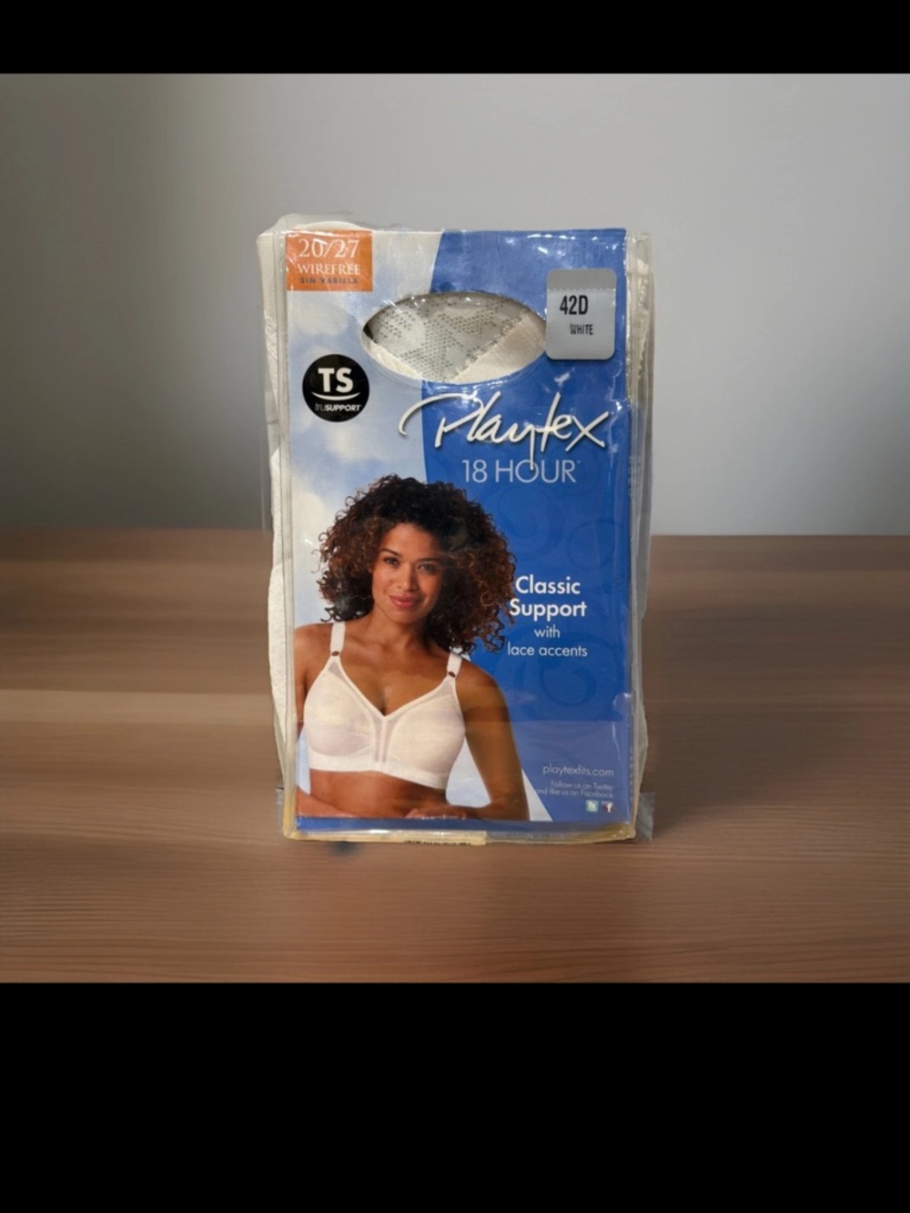 Playtex 18 Hour 42D Classic Support Lace Accents Wirefree Bra 20/27